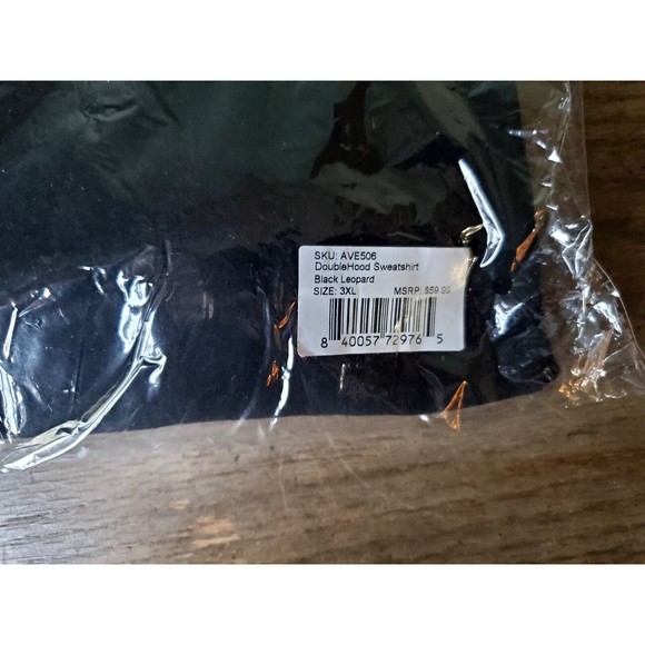 NWT Ampersand Avenue Black Leopard Print Double Hood L/S Hoodie Size XXXL - Picture 3 of 5